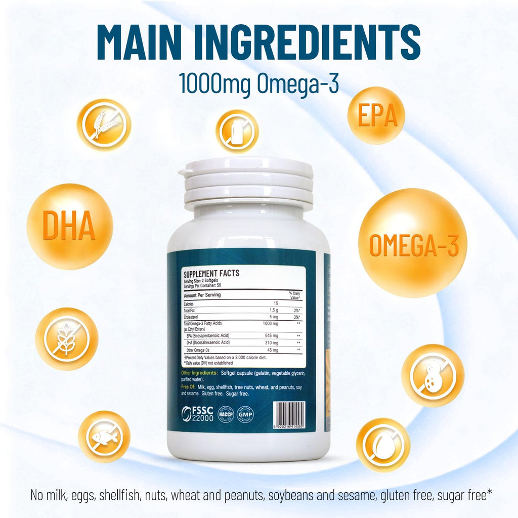 Omega 3 Fish Oil Softgels 100 Ct B554