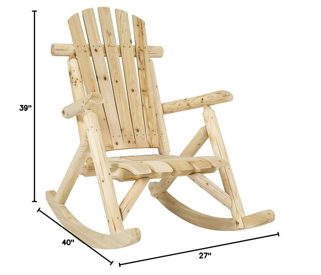 Log Pine and Fir Wood Rocking Chair with Armrest Q947