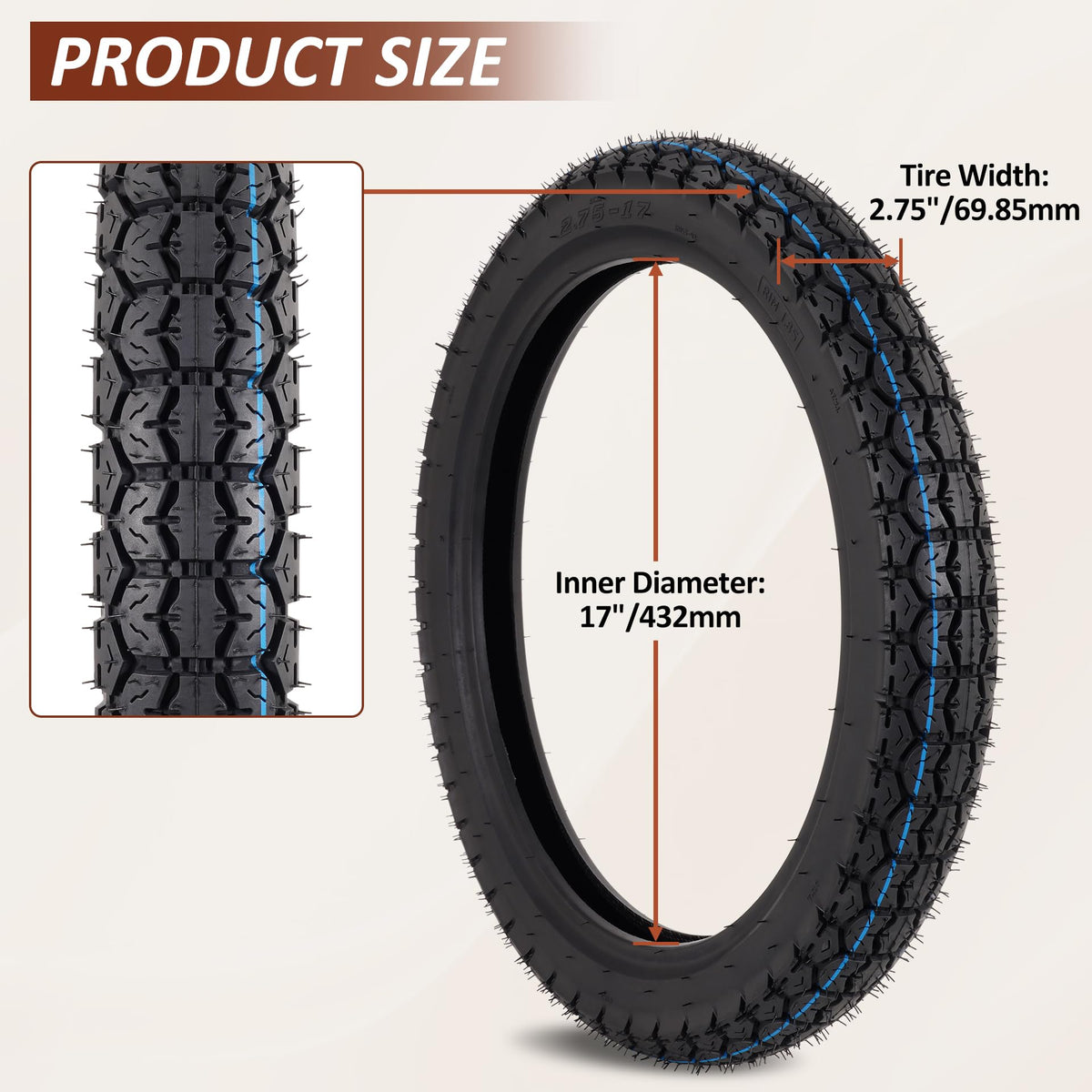 70/100-17 Tire and Inner Tube Set U822