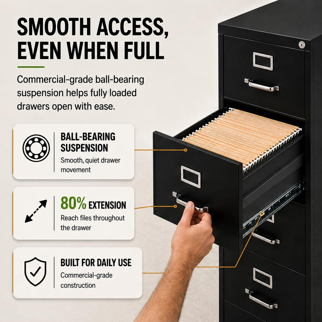 4 Drawer Metal Vertical Filing Cabinet H584