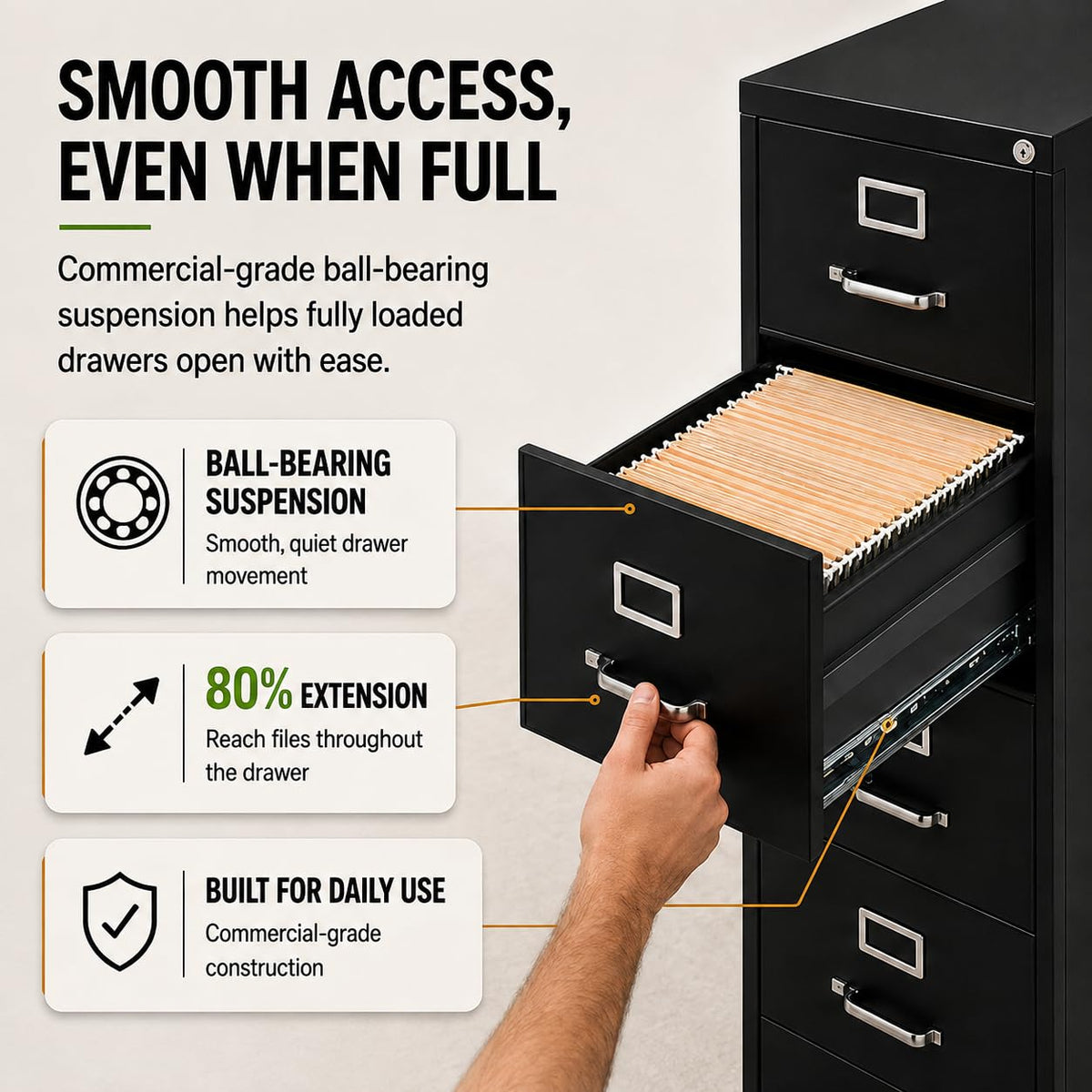 4 Drawer Metal Vertical Filing Cabinet H584