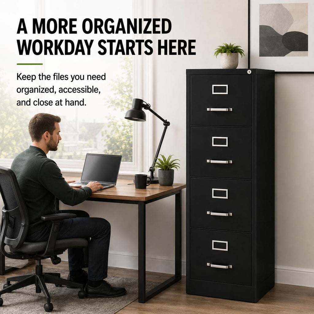 4 Drawer Metal Vertical Filing Cabinet H584