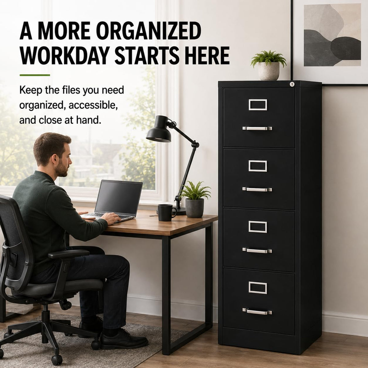 4 Drawer Metal Vertical Filing Cabinet H584
