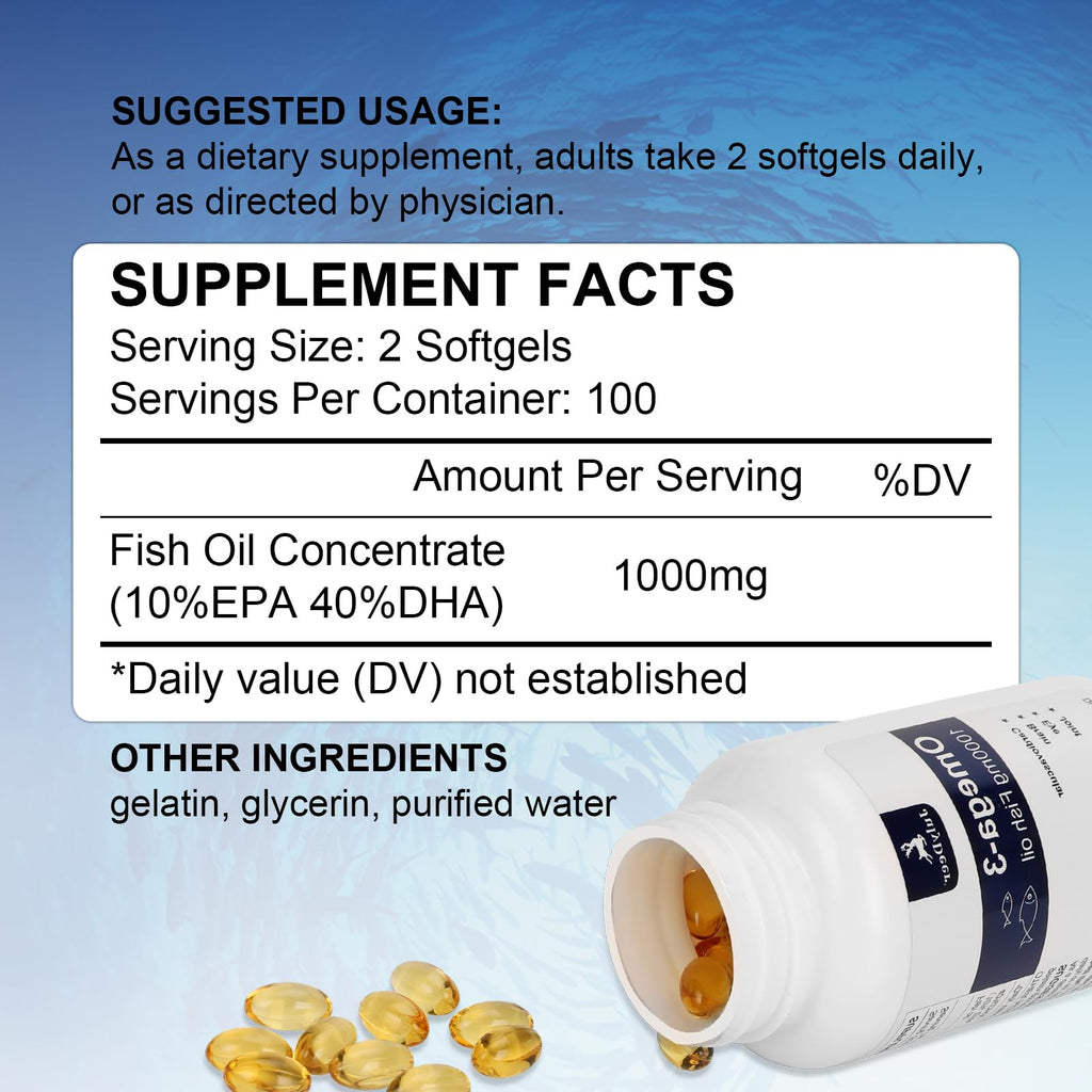 Omega 3 Fish Oil 1000 mg 200 Softgels P85100
