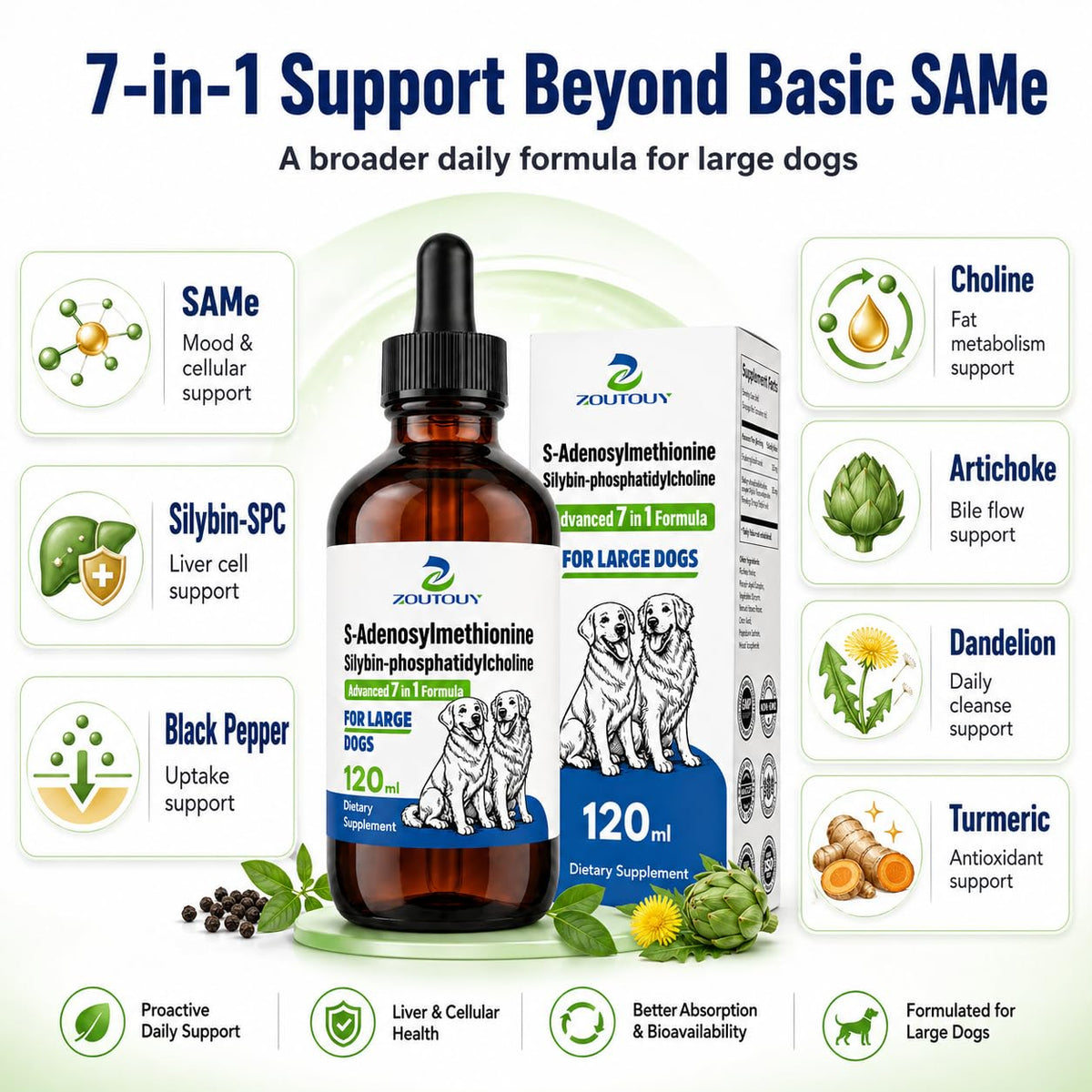 Dog Liver Supplement with Silybin, Milk Thistle, 120ml I325209