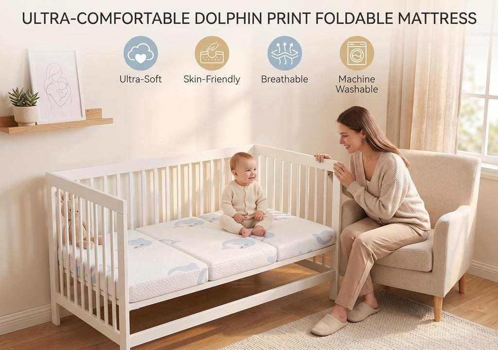 Trifold Pack and Play Mattress Topper, 38x26 Dual Firmness U564