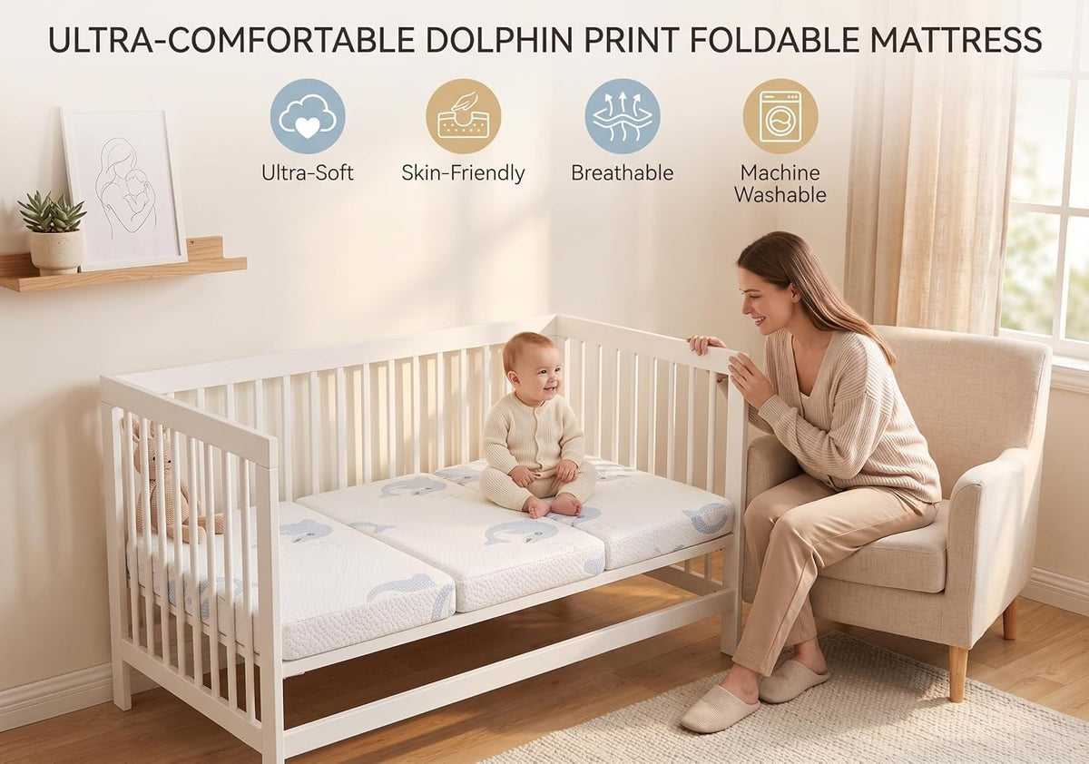 Trifold Pack and Play Mattress Topper, 38x26 Dual Firmness U564