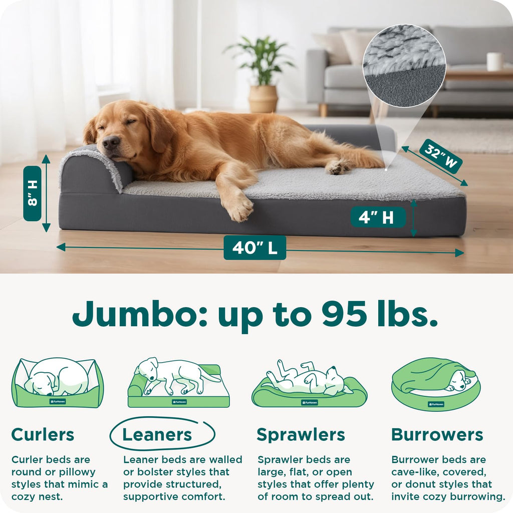 Orthopedic Dog Bed with Removable Bolsters & Washable Cover S937829