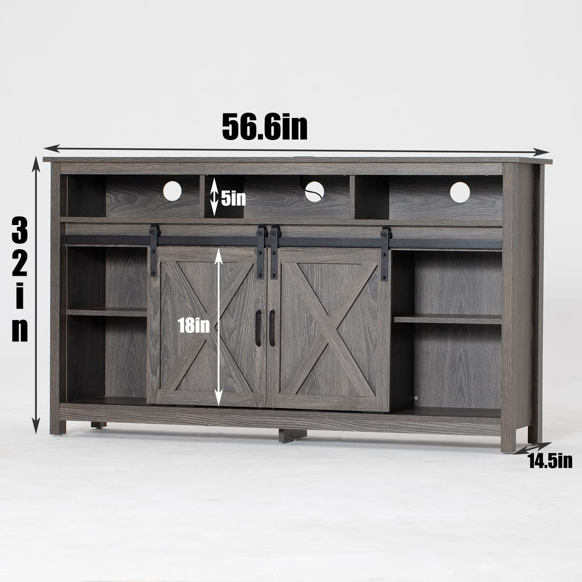 Wash Grey Wooden TV Stand with Sliding Barn Door Y135844