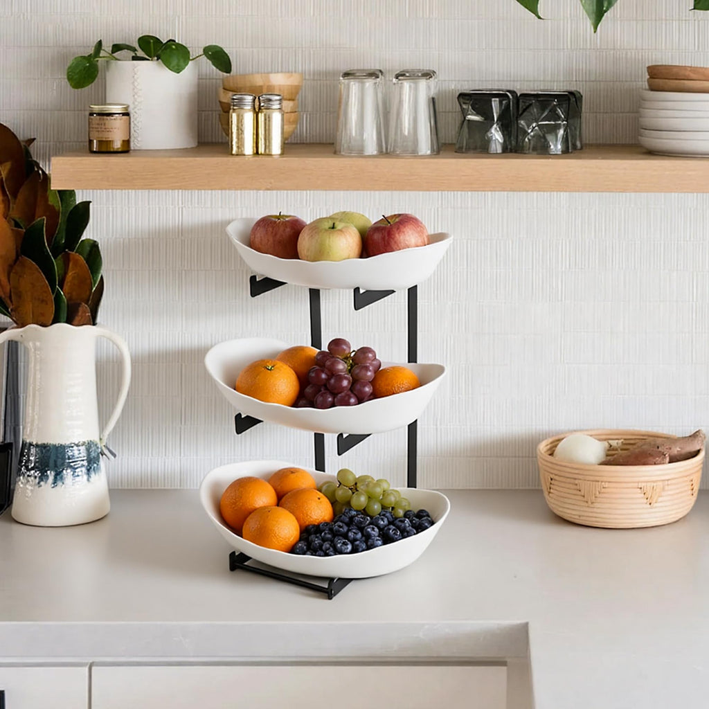 3 Tier White Plastic Fruit Bowl S74431