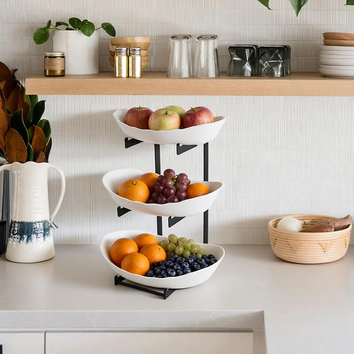 3 Tier White Plastic Fruit Bowl S74431