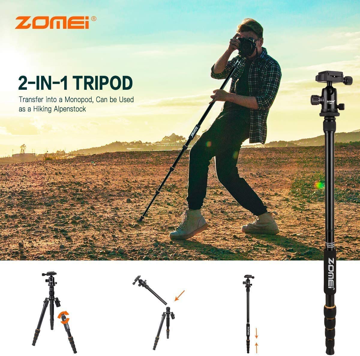 Camera Tripod with Ball Head Quick Release Plate and Carrying Case J977309