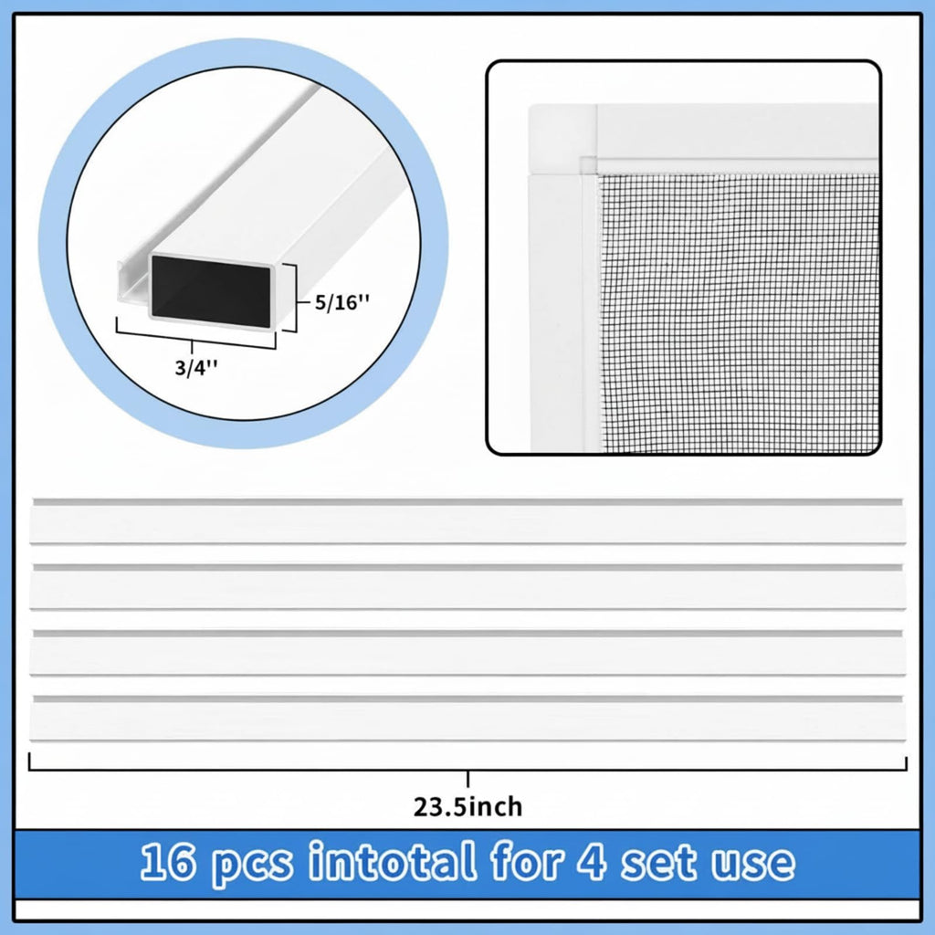 4 Pack Window Screen Kit with Aluminum Frame White 40'' X 40'' J490