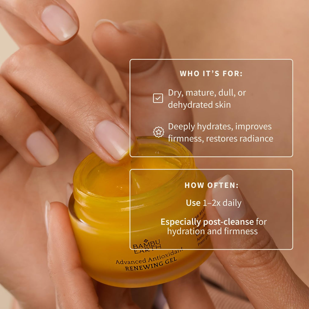 Antioxidant Renewing Gel Face Moisturizer with Bakuchiol Vitamin C Ester & Prickly Pear 1 oz I371814