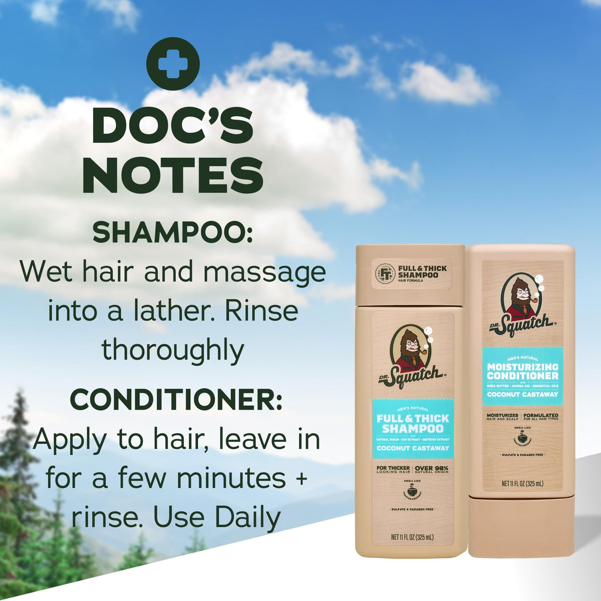 Natural Shampoo and Conditioner Set 11 fl oz 2-Pack X8283