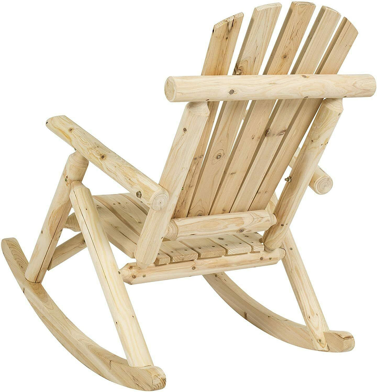 Log Pine and Fir Wood Rocking Chair with Armrest Q947