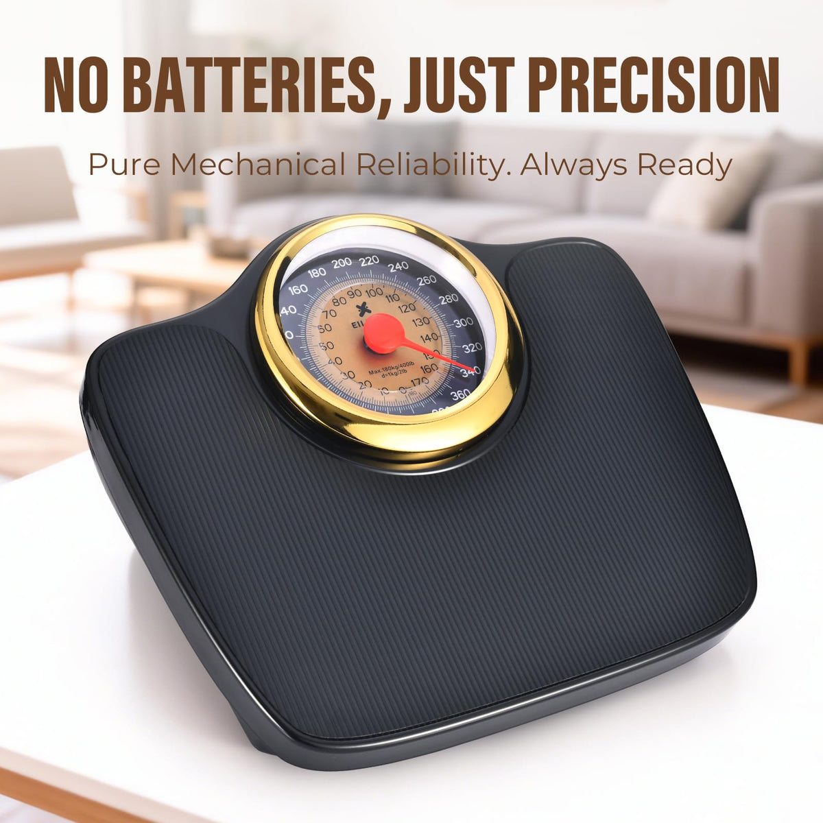 Mechanical Bathroom Scale, Large Dial, 400lbs D309671