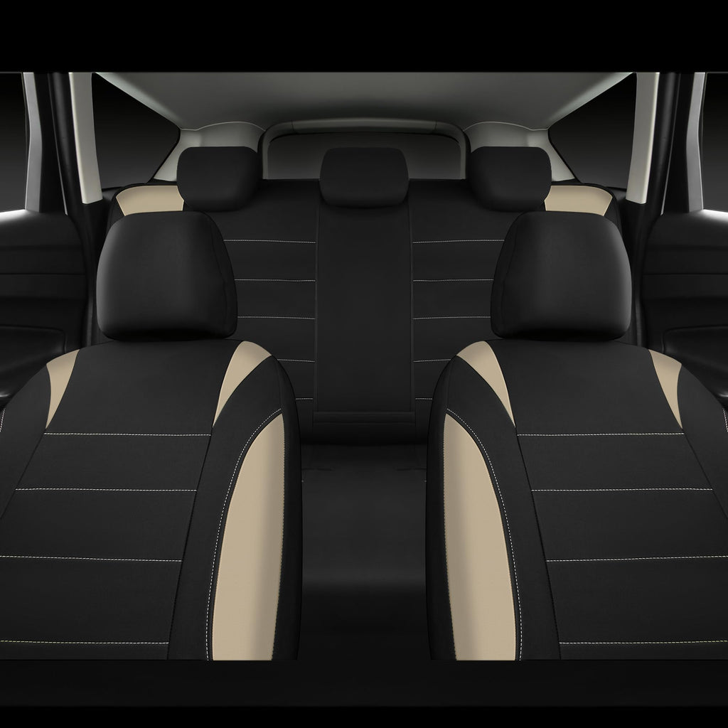Waterproof Car Seat Covers Full Set Black and Beige K77725