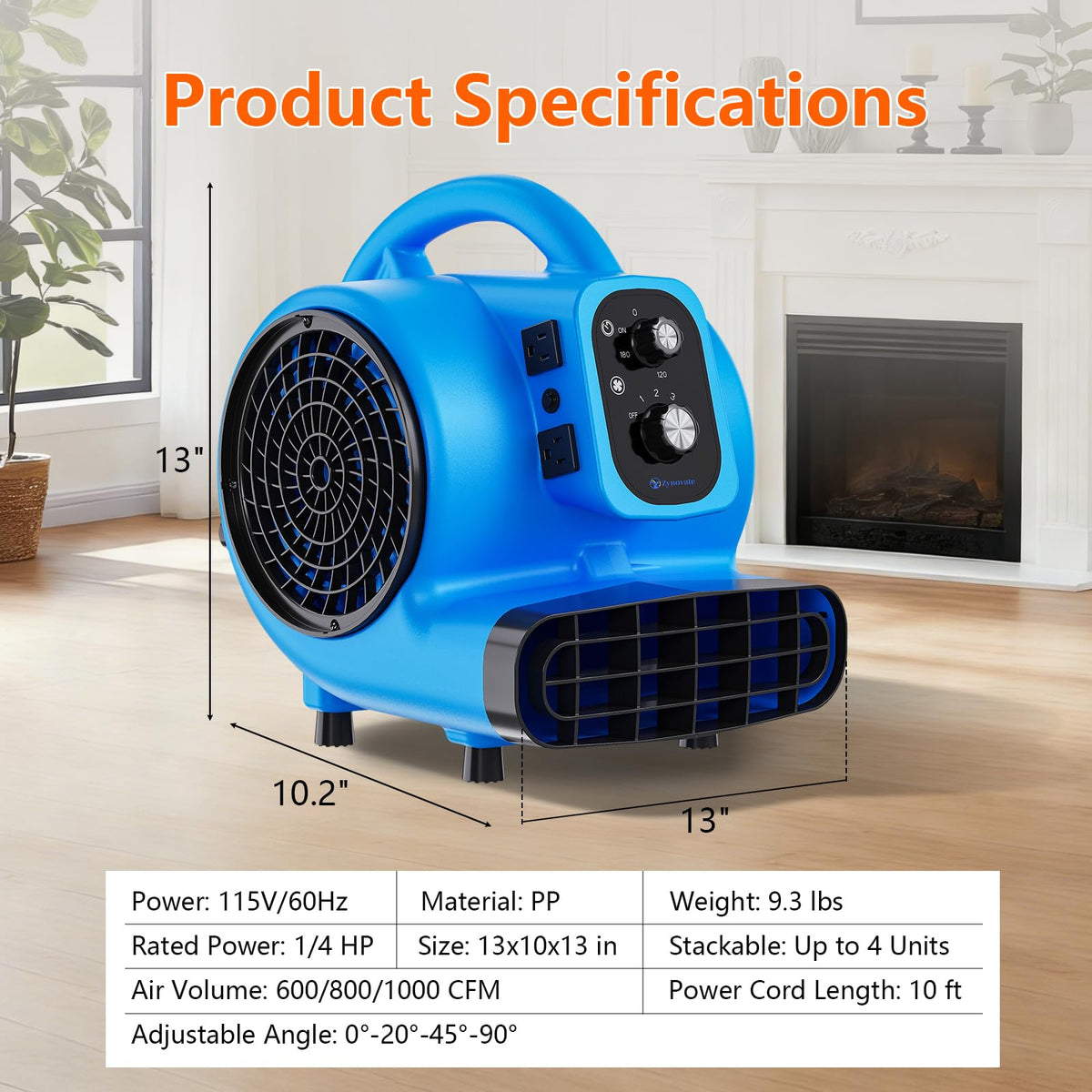 1/4 HP 1000 CFM Portable Air Mover Blower Fan X3497