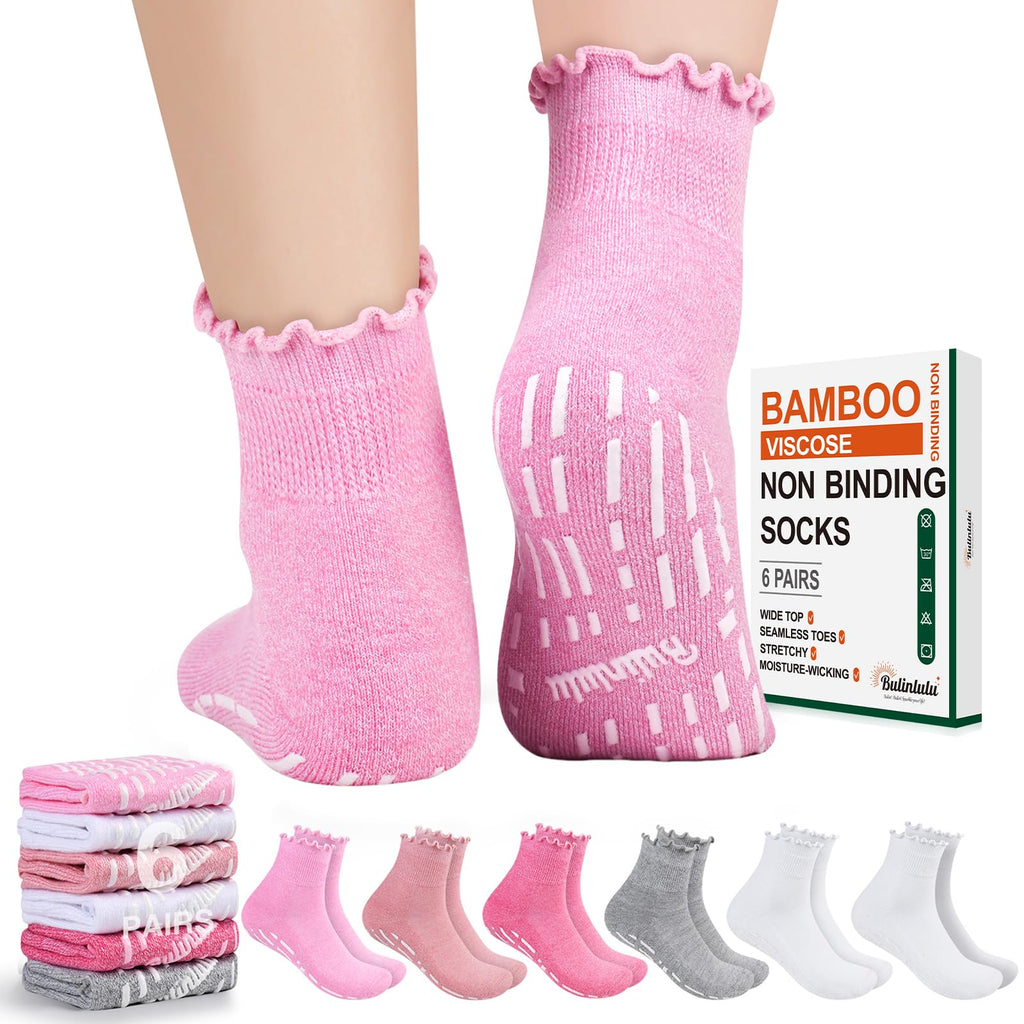 Non Slip Diabetic Socks for Women 6 Pairs Size 9-11 B369594