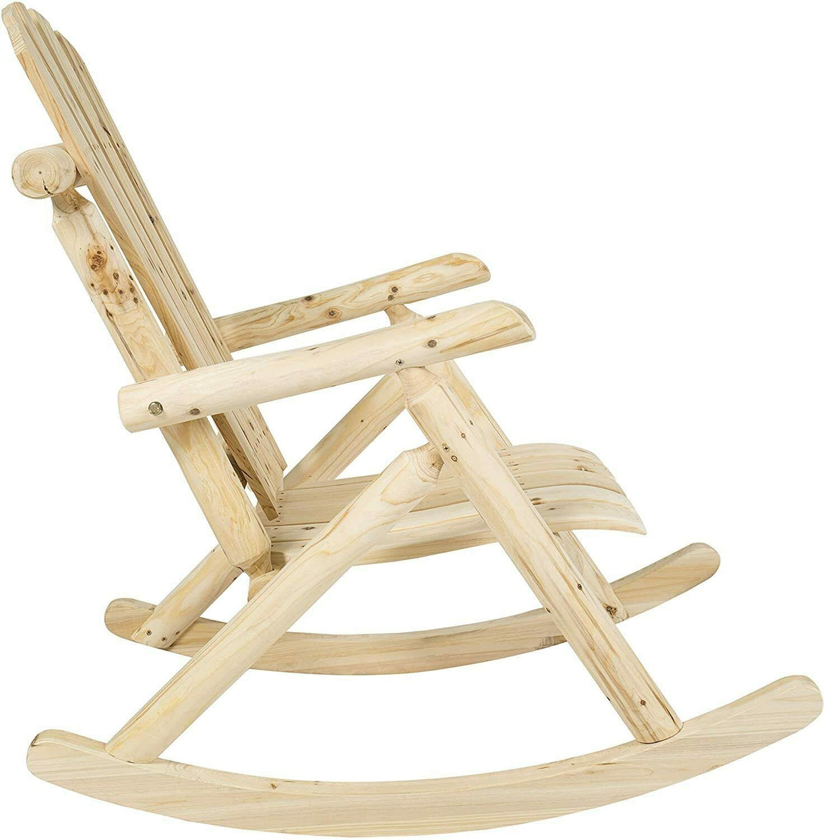 Log Pine and Fir Wood Rocking Chair with Armrest Q947