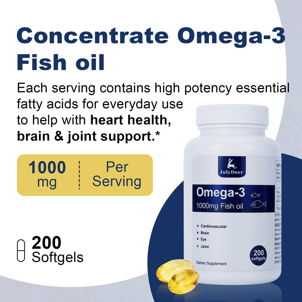 Omega 3 Fish Oil 1000 mg 200 Softgels P85100