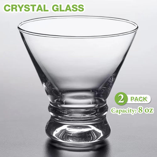 2 Pack 8 Ounce Stemless Martini Glasses I53171