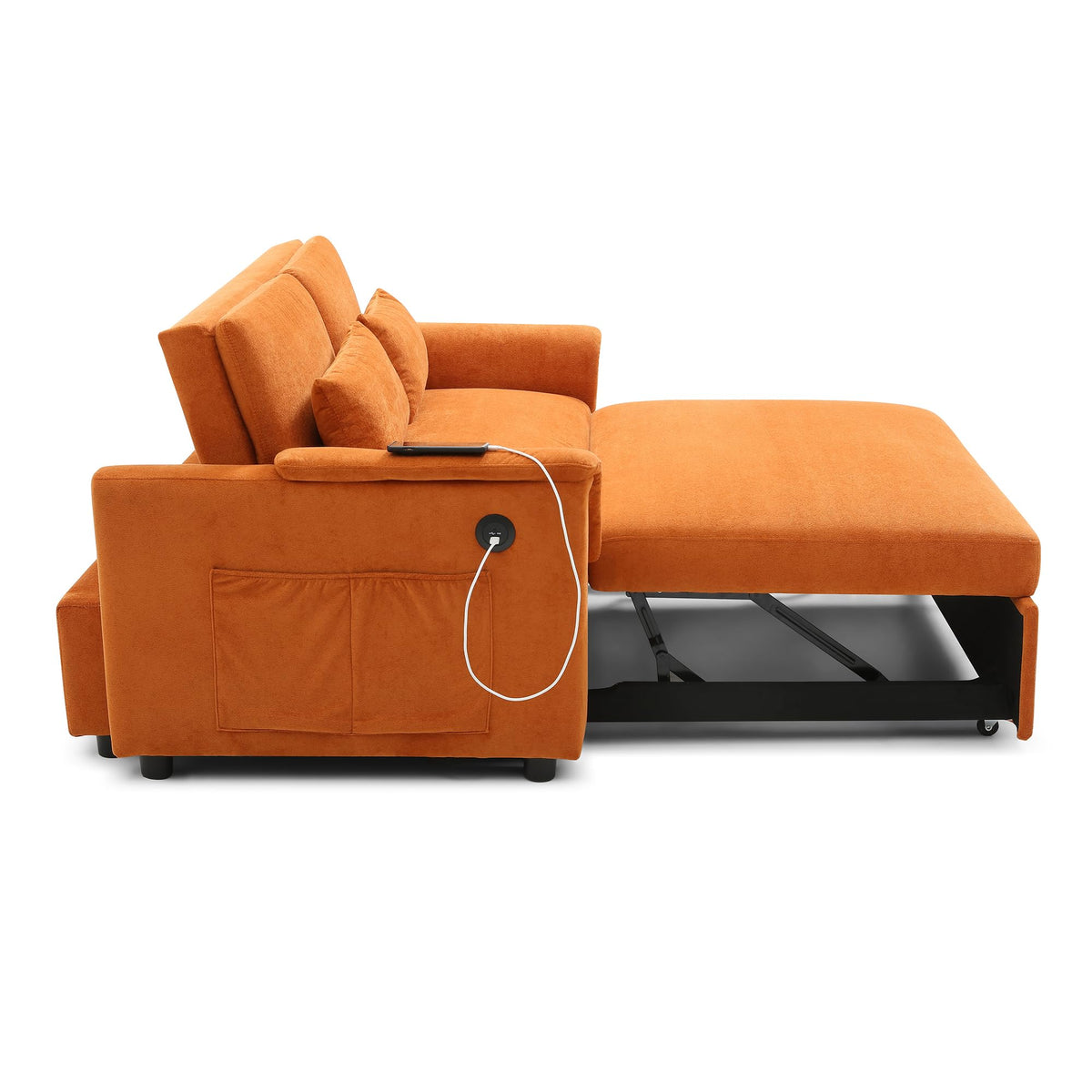 Orange Velvet Sleeper Sofa T242