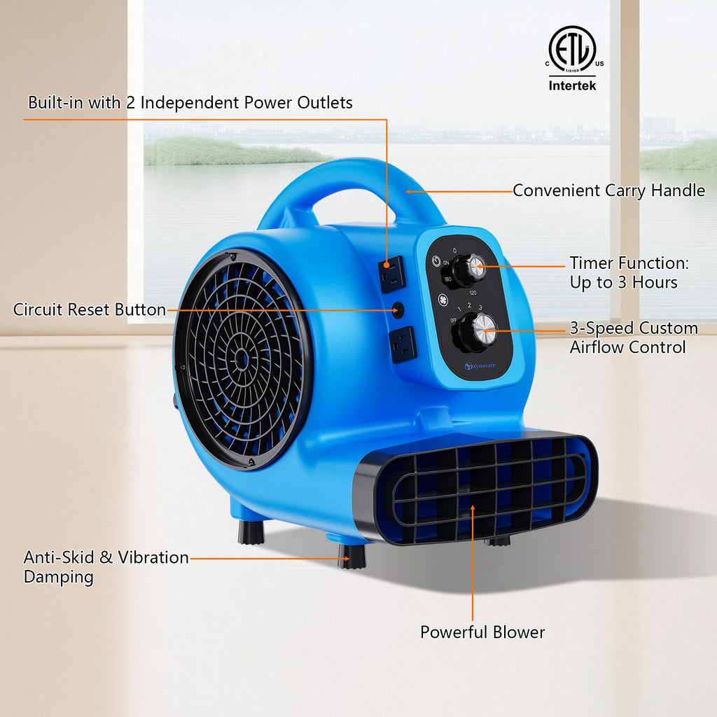 1/4 HP 1000 CFM Portable Air Mover Blower Fan X3497