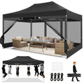 10x15 Heavy Duty Pop Up Canopy with 4 Mosquito Net Sidewalls, Black Q182864