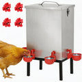 3 Gallon Stainless Steel Chicken Waterer with Cups & Nipples D797