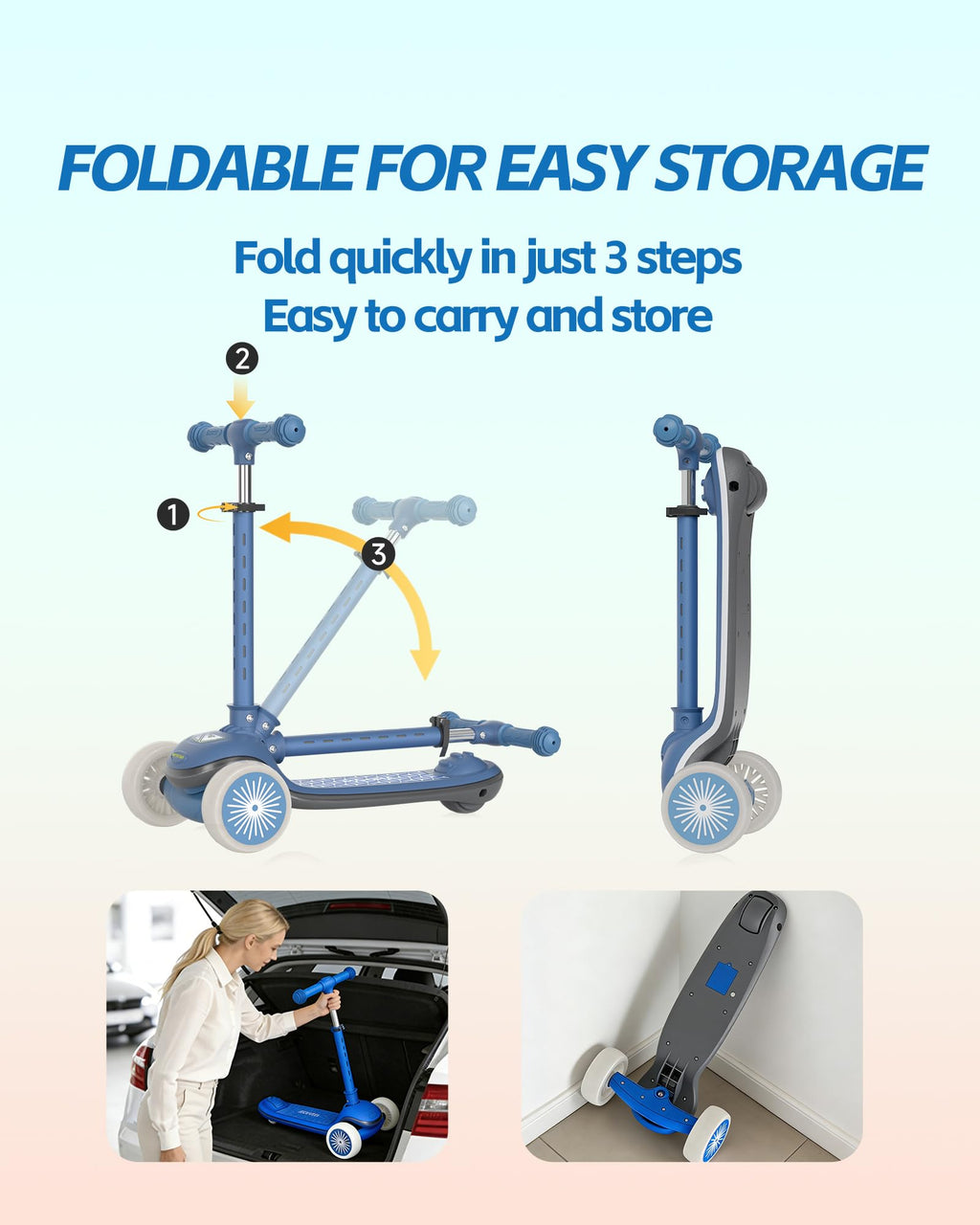 3 Wheel Kids Scooter with Light-Up Wheels U56269