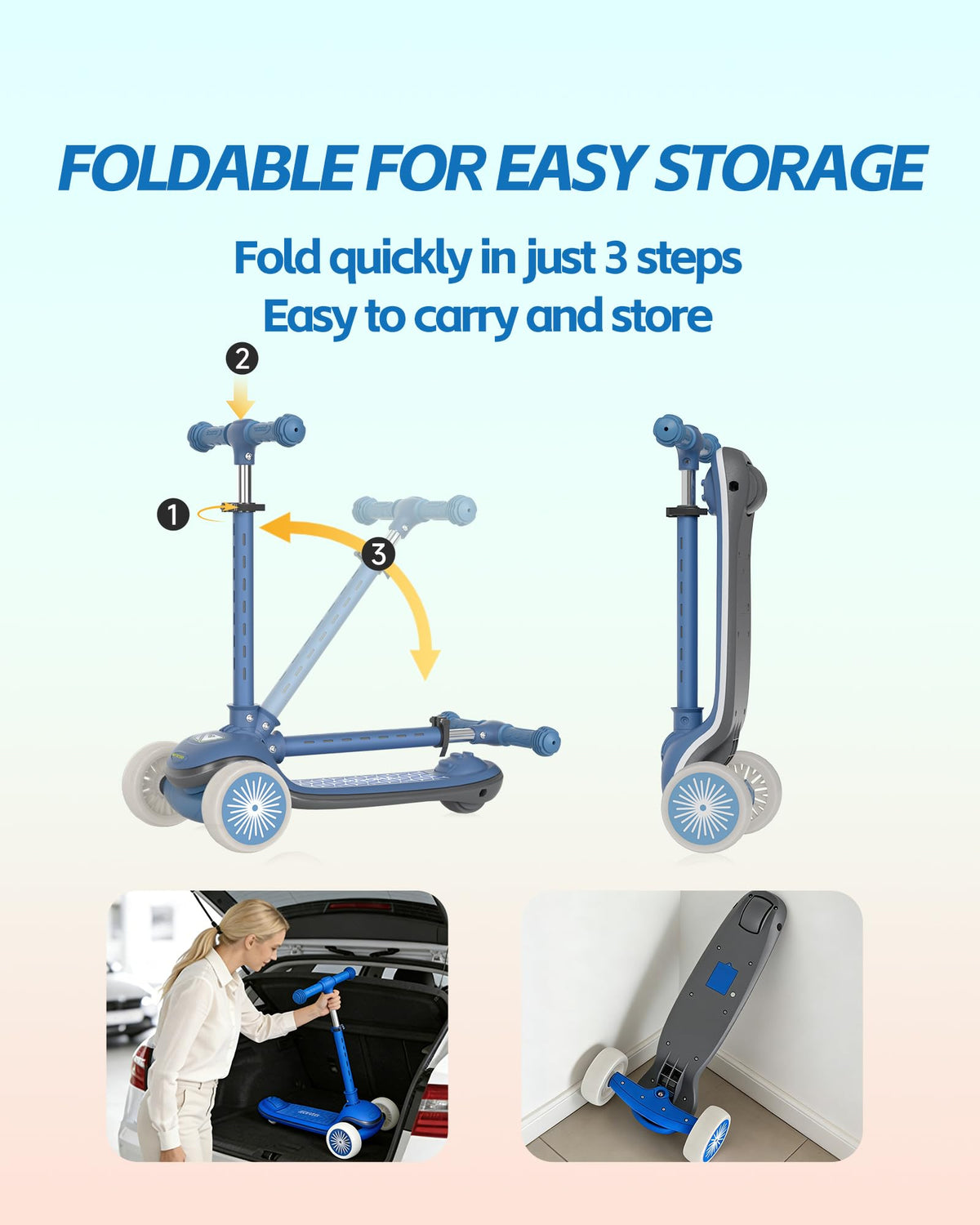 3 Wheel Kids Scooter with Light-Up Wheels U56269