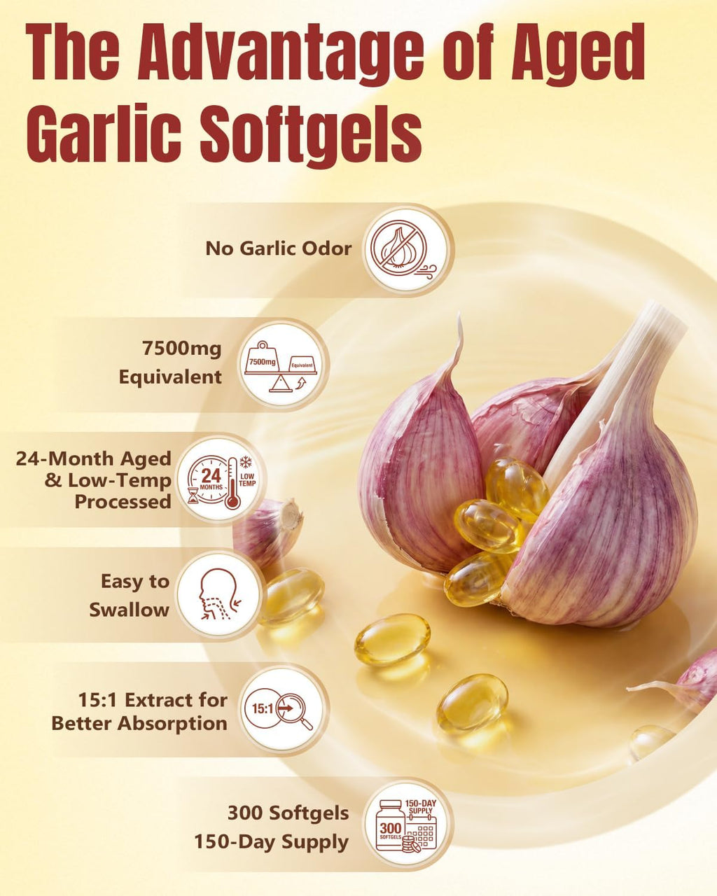 Odorless Aged Garlic Extract Softgels 300 Count U733815
