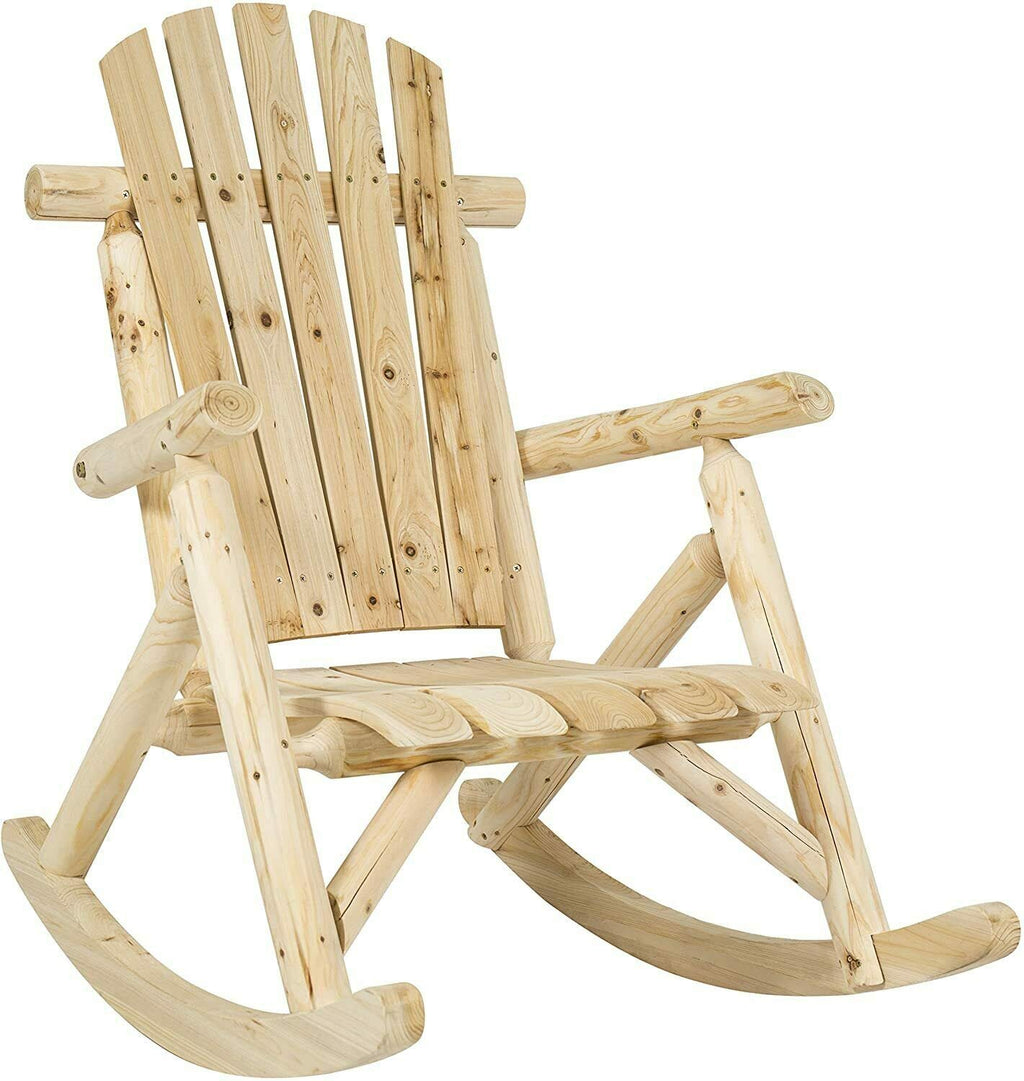 Log Pine and Fir Wood Rocking Chair with Armrest Q947