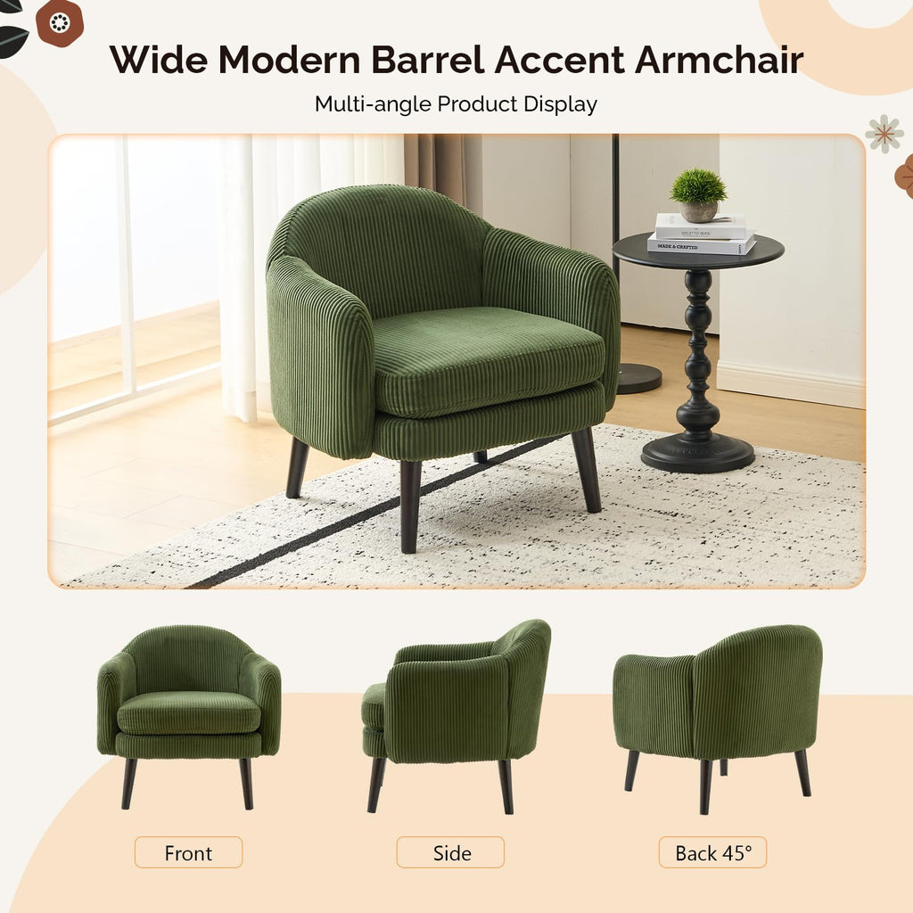 Green Corduroy Accent Armchairs Set of 2 Z52289