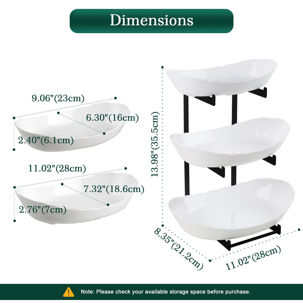 3 Tier White Plastic Fruit Bowl S74431