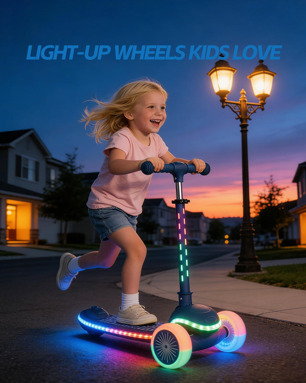 3 Wheel Kids Scooter with Light-Up Wheels U56269