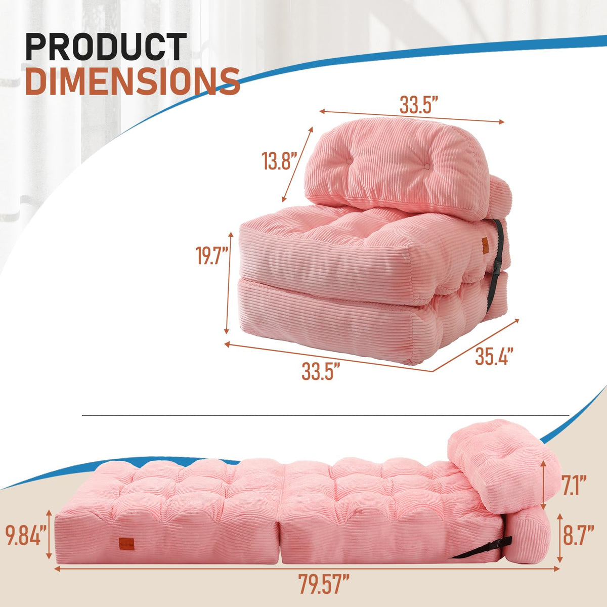Folding Convertible Sofa Bed with Pillow L9352