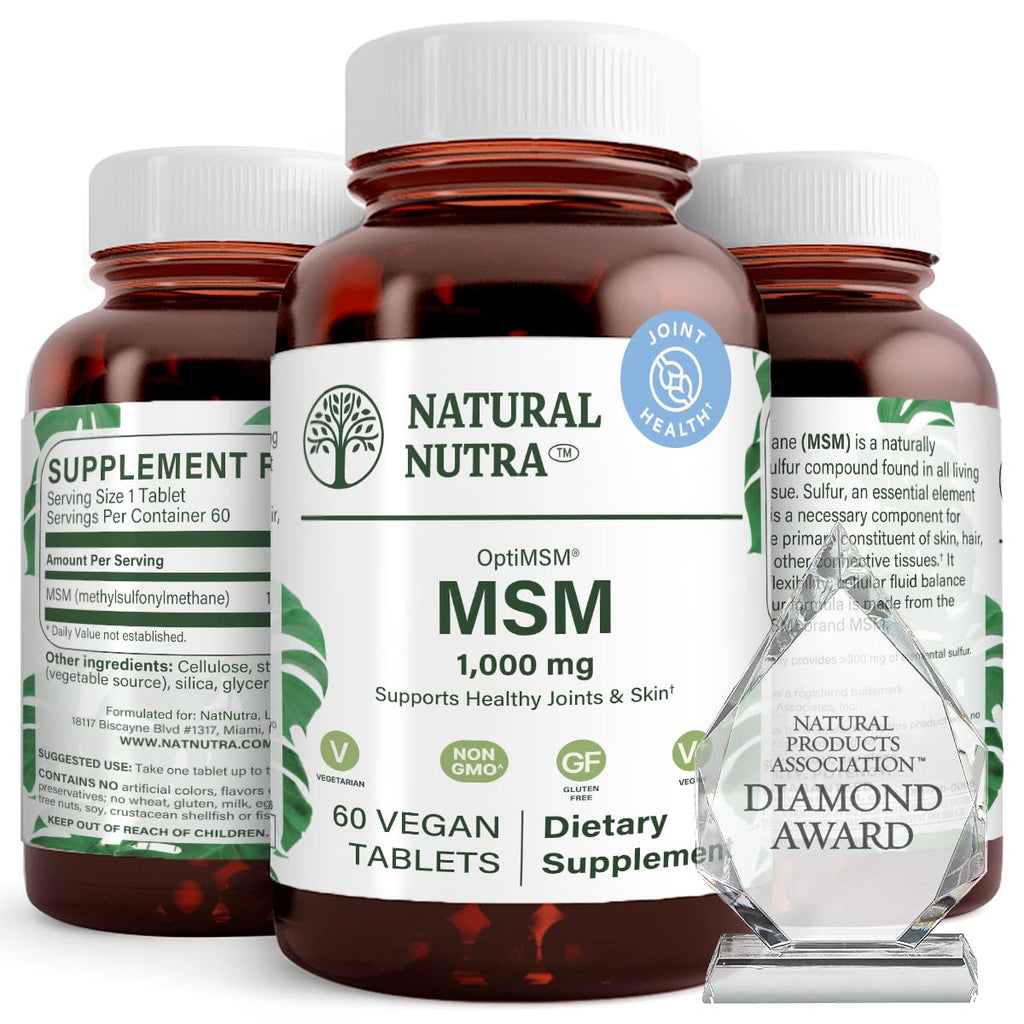 MSM Supplement with Sulfur 1000 mg, 60 Vegan Tablets U786608