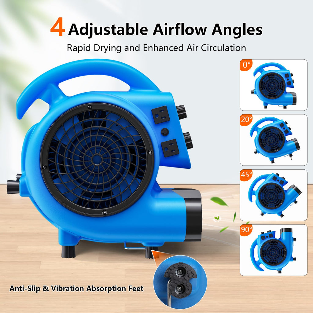 1/4 HP 1000 CFM Portable Air Mover Blower Fan X3497