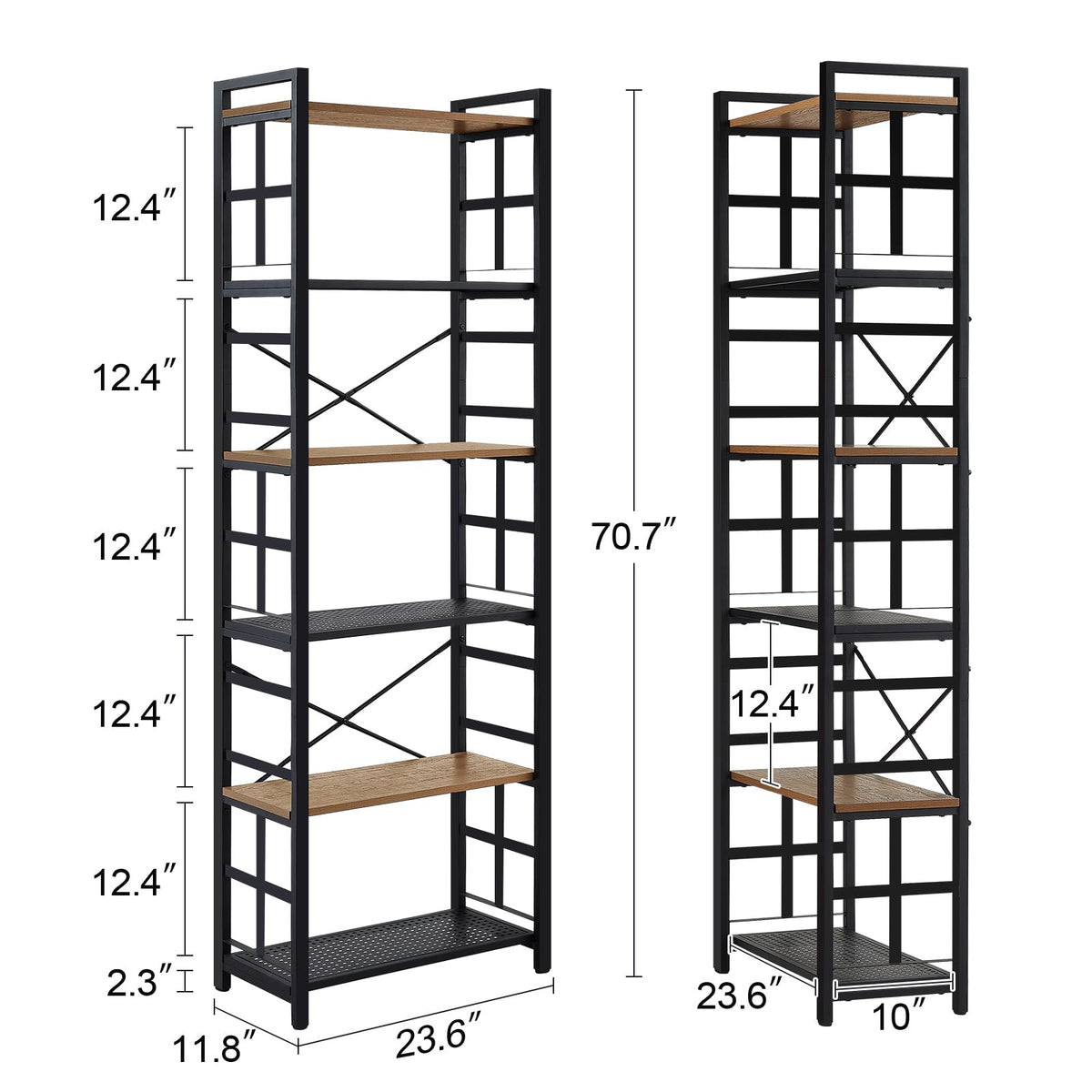 6 Tier 70 inch Tall Brown Bookshelf D824525