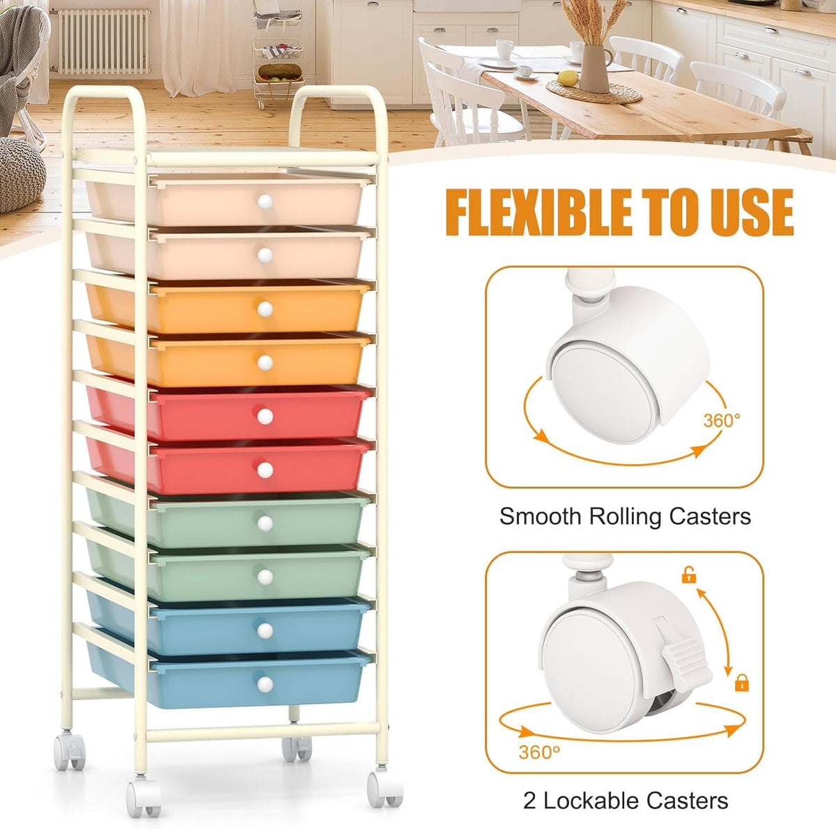 10 Drawer Rolling Cart I36500
