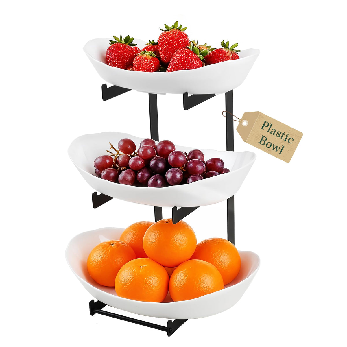 3 Tier White Plastic Fruit Bowl S74431
