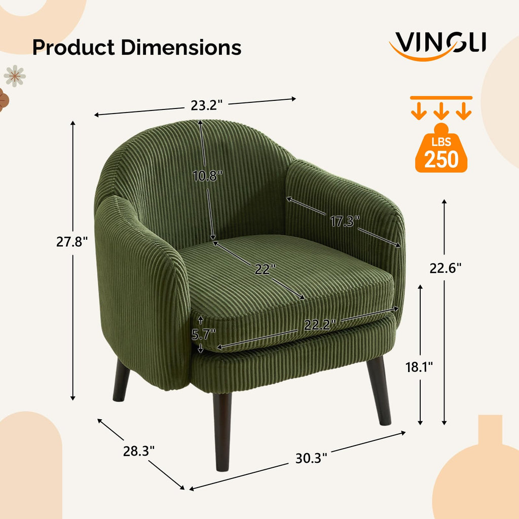 Green Corduroy Accent Armchairs Set of 2 Z52289