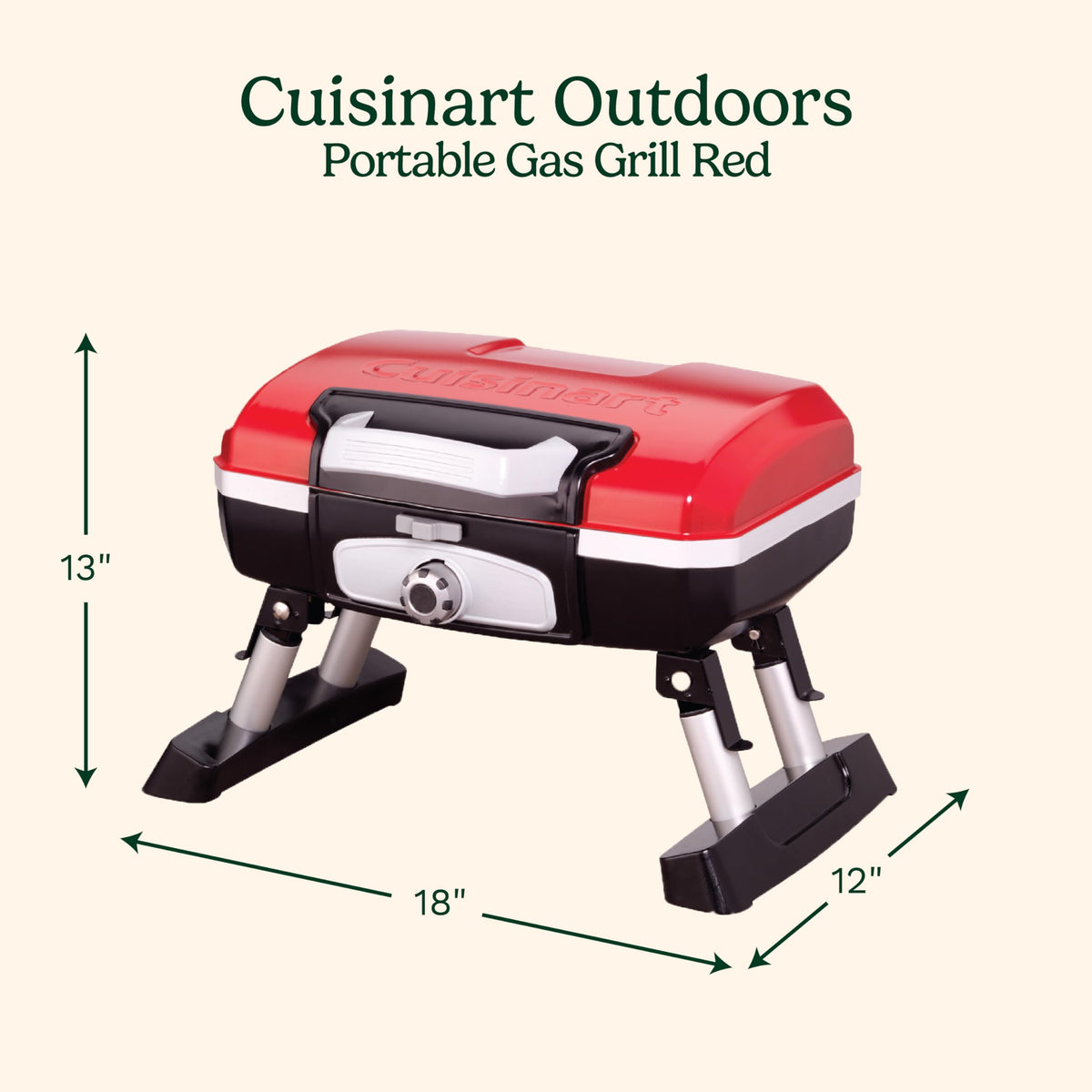 Portable Gas Grill, 150 Sq. In. 5,500 BTU Red N412572