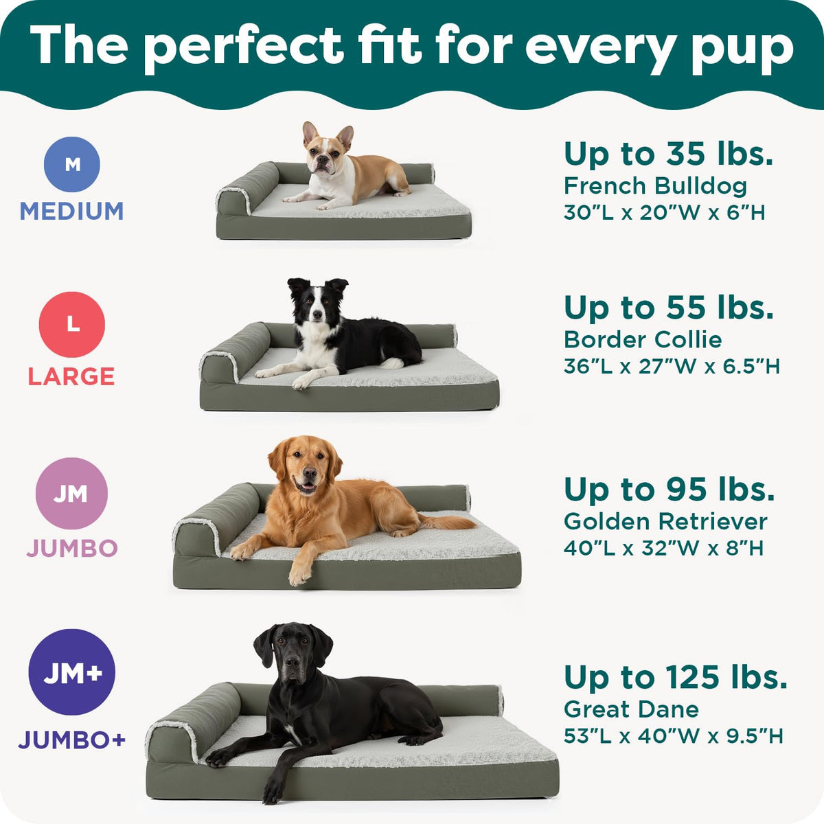 Orthopedic Dog Bed with Removable Bolsters & Washable Cover S937829