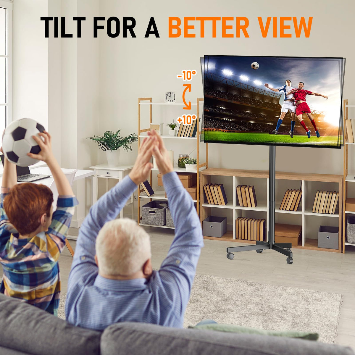 Rolling TV Stand with Locking Wheels, Black N39031