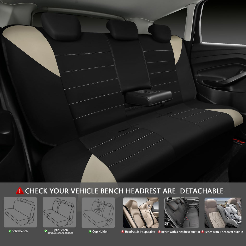 Waterproof Car Seat Covers Full Set Black and Beige K77725