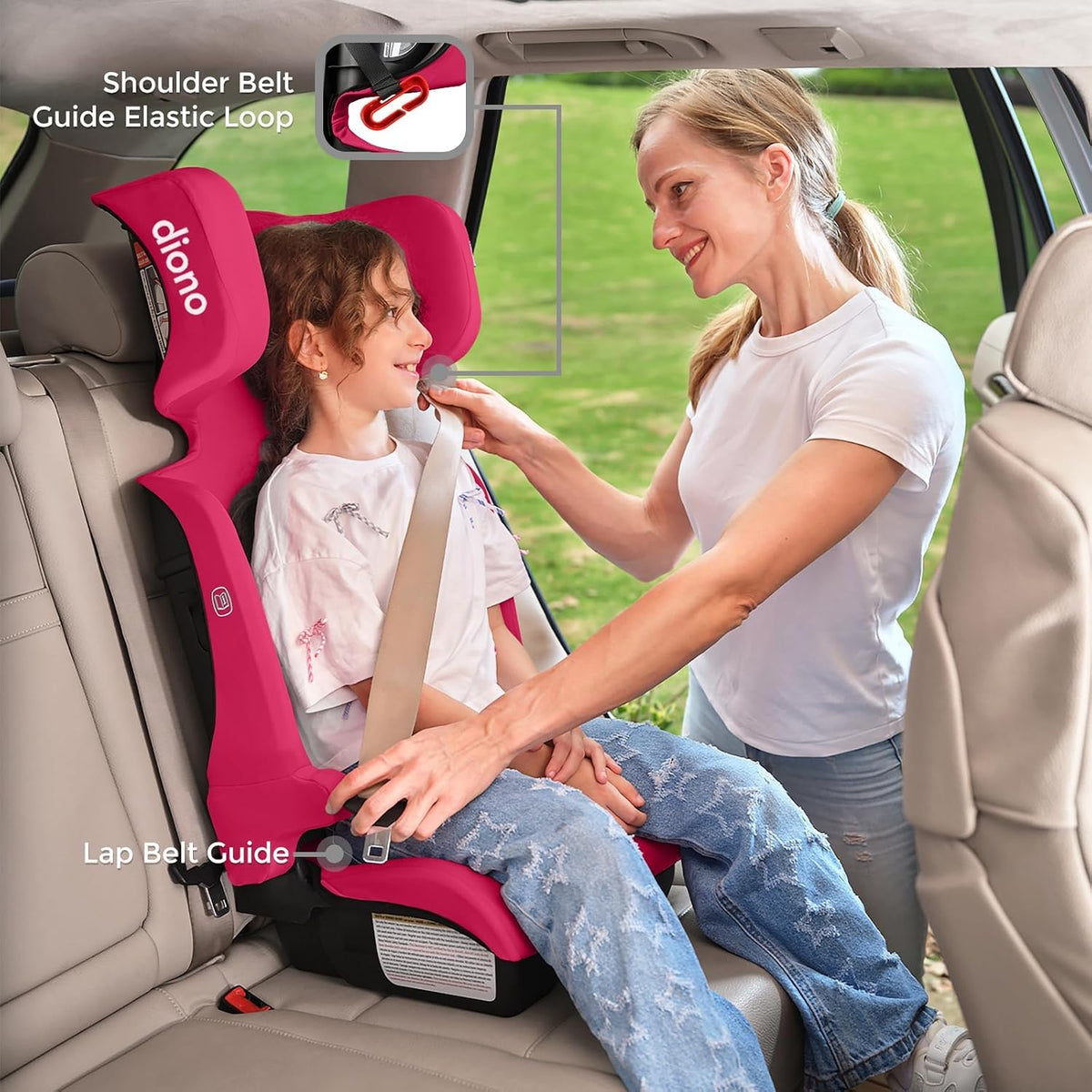 Pink Foldable High Back Booster Seat B1911